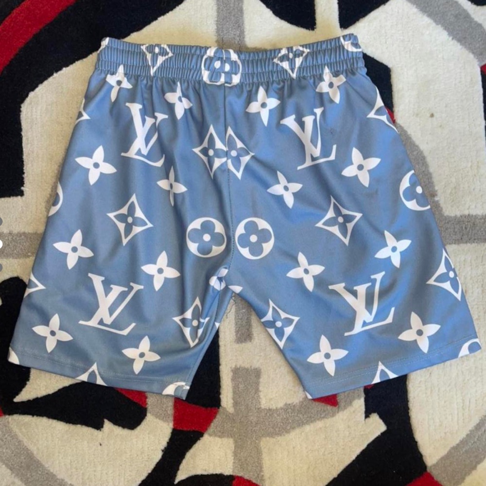 Blue and white Louis Vuitton x jaftthreads shorts